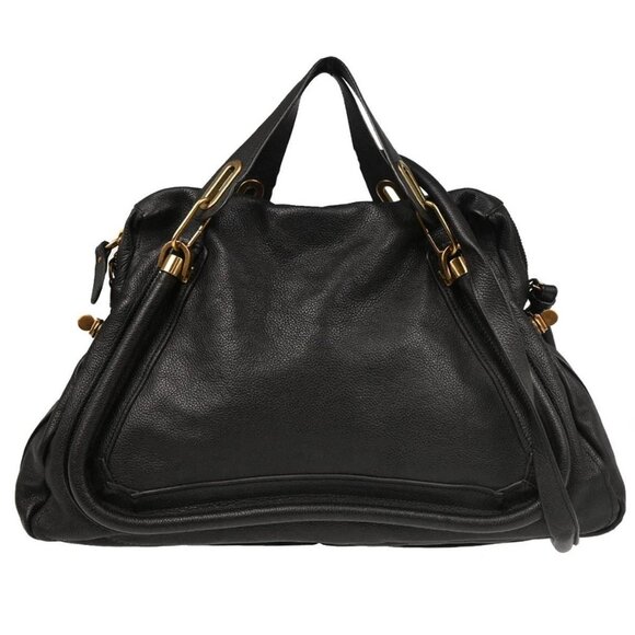 Chloe Black Leather Paraty 2way Handbag - Picture 1 of 11